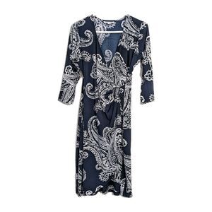 Women's Blue Dress Size Large 3/4 Sleeve Stretch Midi by Shelby & Palmer